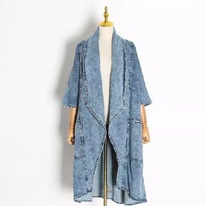 Denim longline coat